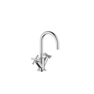 Dornbracht Tara. 22512892-93 Deck-mounted Twin Handle Basin Mixer w/Pop-up Waste in Brushed Chrome