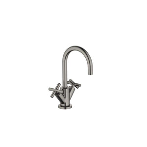 Dornbracht Tara. 22512892-99 Deck-mounted Twin Handle Basin Mixer w/Pop-up Waste in Dark Platinum Matt