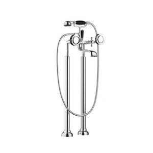 Dornbracht 25943360-00 (XS-026949) Madison Free Standing Bath Mixer with Shower Set, Custom Made Hand Shower with Black Insert, Black Lever and Tzelan Handles in Polished Chrome