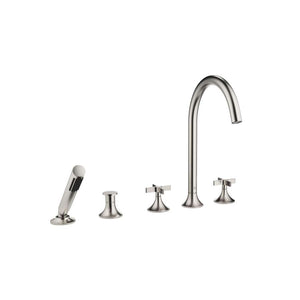 Dornbracht VAIA 27522809-06 Deck-mounted Twin Handle Bath Mixer w/Handshower Set in Platinum Matt