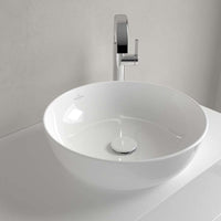 Artis Surface-mounted Washbasin, 430 x 430 x 130 mm, without overflow. With Push-to-open valve, 100 x 135 x 69.5 mm