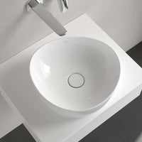 Antao Surface-mounted washbasin, 400 x 395 x 145 mm, without overflow. With Push-to-open valve, 100 x 135 x 69.5mm