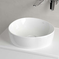 Antao Surface-mounted washbasin, 400 x 395 x 145 mm, without overflow. With Push-to-open valve, 100 x 135 x 69.5mm
