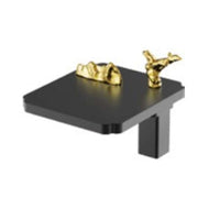 LIMBONSAI 79321NBDG  Deck-mounted Single-lever Bath Mixer in Na-No Black w/ Dark Gold Knobs