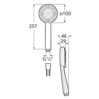 Roca A5B2361C0G Shower set with 100/3 handshower, bracket and 1.5M flexible hose in chrome plated