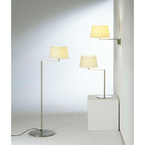 AMETA01 (SAM22 + SAMP8) Lighting Table Lamp, Frame Satin nickel , Lampshade White linen, E27 LED bulb 4.5W, UKA01 UK plug