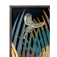Chinoiserie 2.0 Custom CS-24 Jungle Fantasia Framed Art Multicolour hand-painted & embellished silk wallpaper 1000 x 1000 mm