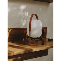 CESTD02 (CES03) Lighting Table Lamp, Frame Stainless steel, with natural colour leather handle with UKA01 UK plug and E27 LED bulb 12W