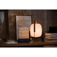 CESTD02 (CES03) Lighting Table Lamp, Frame Stainless steel, with natural colour leather handle with UKA01 UK plug and E27 LED bulb 12W