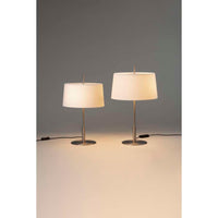 DIATB01 Lighting Table Lamp, Frame Satin nickel metallic, Lampshade White linen, Light source included, dimmer included and UKA01 UK plug