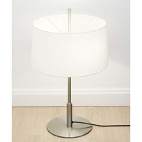 DIATB01 Lighting Table Lamp, Frame Satin nickel metallic, Lampshade White linen, Light source included, dimmer included and UKA01 UK plug