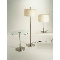 DIATB01 Lighting Table Lamp, Frame Satin nickel metallic, Lampshade White linen, Light source included, dimmer included and UKA01 UK plug