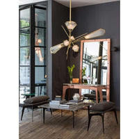 - Lighting Chandelier, Frame Satin Brass , Glass Alabaster White Brown Glass, Canopy, Satin Brass Canopy, light source included, 12V 6 Watt LED bulb & 220V LED Driver