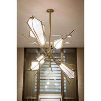 - Lighting Chandelier, Frame Satin Brass , Glass Alabaster White Brown Glass, Canopy, Satin Brass Canopy, light source included, 12V 6 Watt LED bulb & 220V LED Driver