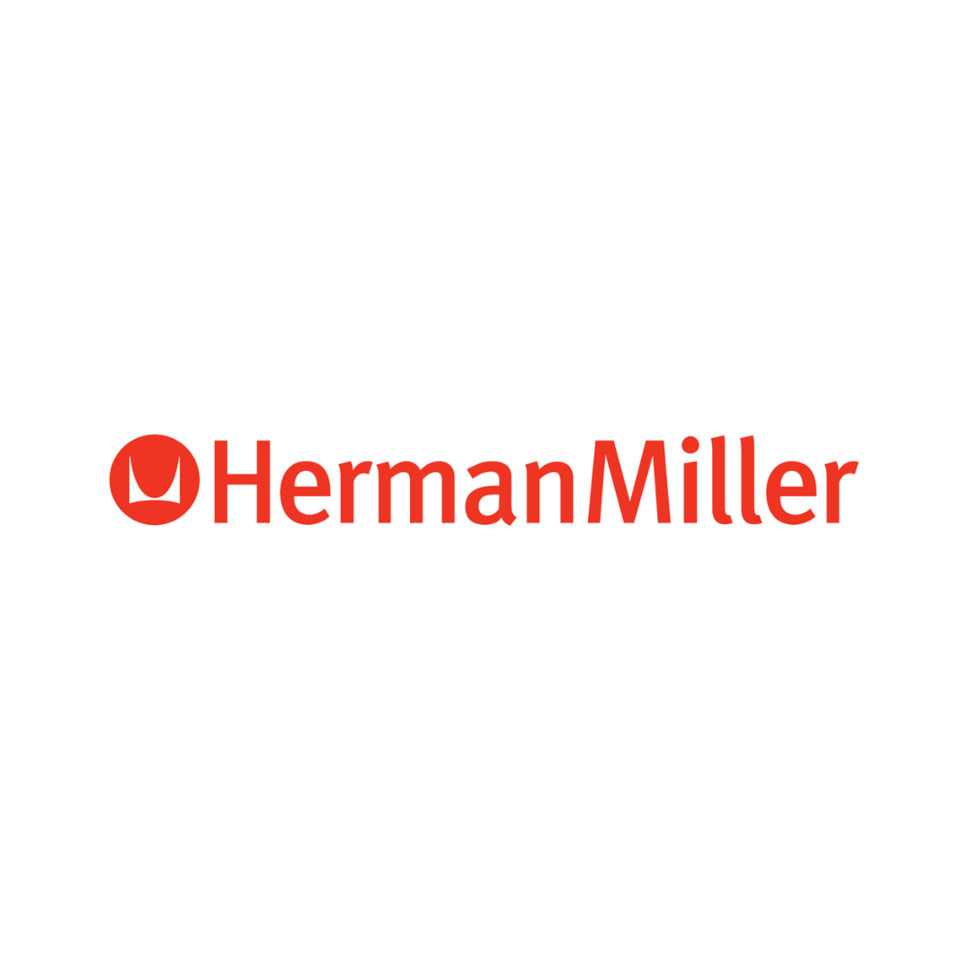 Herman Miller logo in red on a white background