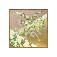 Chinoiserie 2.0 Custom L3-54 Ikebana Framed Art Multicolour hand-painted silk & gold leaf wallpaper 1000 x 1000 mm