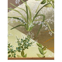 Chinoiserie 2.0 Custom L3-54 Ikebana Framed Art Multicolour hand-painted silk & gold leaf wallpaper 1000 x 1000 mm