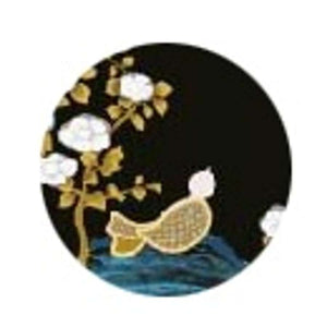 Chinoiserie 2.0 Custom Secret Garden Large Porthole Framed Art Multicolour hand-painted silk wallpaper 550 x 550 mm