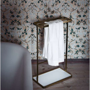 Memory AMEM862.BR.MC floor standing towel holder 480 x 180 x 800 mm in brushed burnished/ white carrara marble