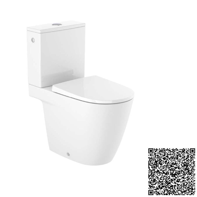 Ona Vitreous china close-coupled Rimless WC with dual outlet