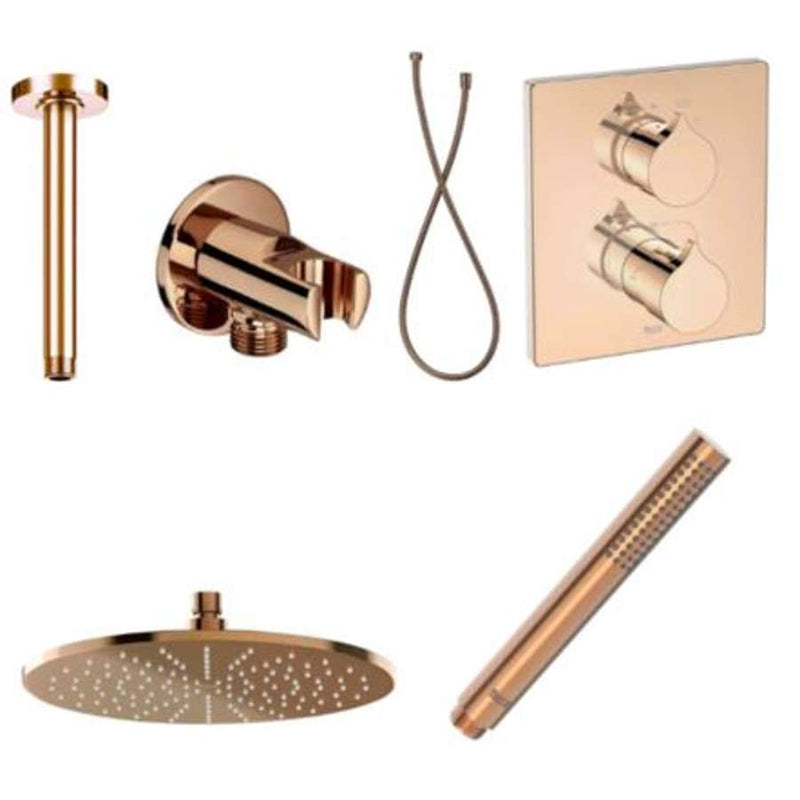 Built-in bath-shower pack in rose gold