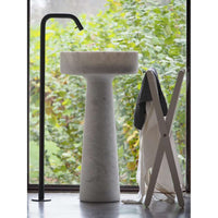 BJHON 1 ACER1081M.NM column washbasin designed for wall drainage in black marquinia marble