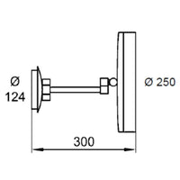 Aliseo 020677.302 Magnifying mirror led-city-light dia. 250mm - single arm mirror, iilluminated, led-lighting, 3x magnification, full pivotal adjustments, 120v-240v finish: brushed chrome