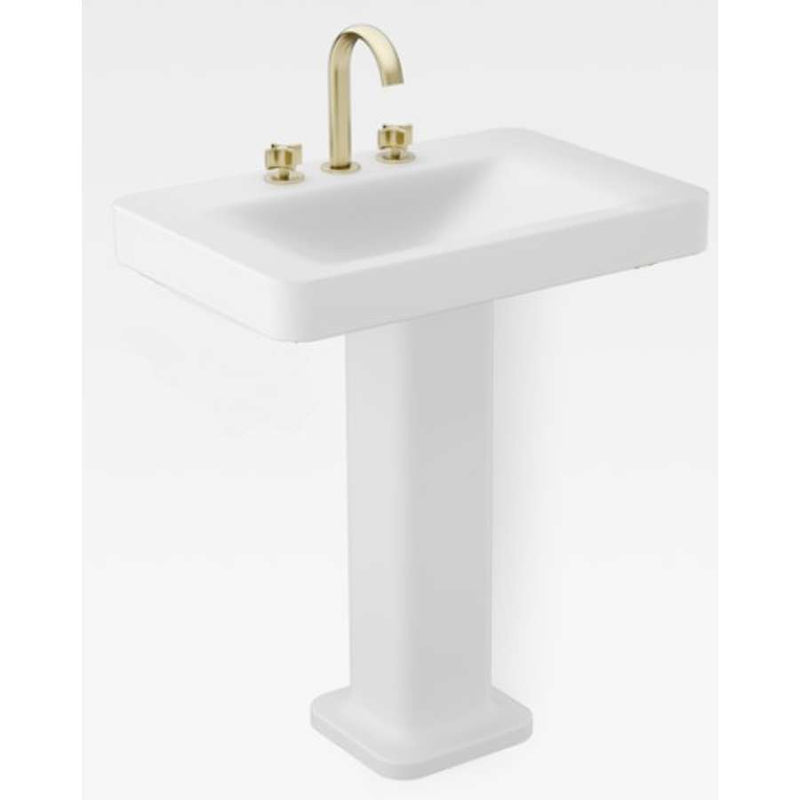 Armani/Roca washbasin with pedestal in off-white with 3 tapholes