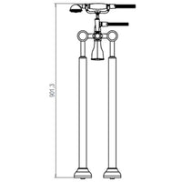 Madison 25943360-00 (XS-026949) Free Standing Bath Mixer with Shower Set, Custom Made Hand Shower with Black Insert, Black Lever and Tzelan Handles in Chrome with Concealed Part