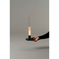 SYLTA01 Lighting Table Lamp, Base Glossy Black Zamak, Lampshade Transparent Pyrex Glass, with light source Built-in LED 1 W, dimmable, UKA01 UK plug
