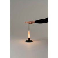 SYLTA01 Lighting Table Lamp, Base Glossy Black Zamak, Lampshade Transparent Pyrex Glass, with light source Built-in LED 1 W, dimmable, UKA01 UK plug