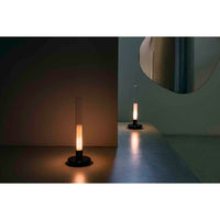 SYLTA01 Lighting Table Lamp, Base Glossy Black Zamak, Lampshade Transparent Pyrex Glass, with light source Built-in LED 1 W, dimmable, UKA01 UK plug