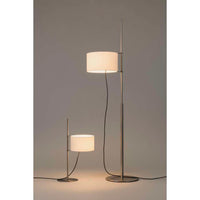 TMDTA01 Lighting Table Lamp, Frame Satin nickel structure, Lampshade white linen, with LED bulb 4,5 W & ajustable lampshade, UKA01 UK plug