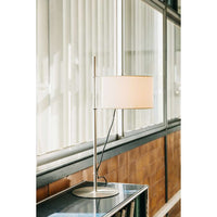 TMDTA01 Lighting Table Lamp, Frame Satin nickel structure, Lampshade white linen, with LED bulb 4,5 W & ajustable lampshade, UKA01 UK plug