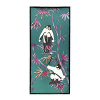 Chinoiserie 2.0 Custom Bamboo Jungle 1 Monkey Framed Art Multicolour hand-painted & embroidered silk wallpaper 1000 x 2000 mm
