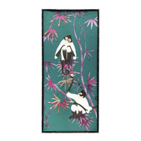 Chinoiserie 2.0 Custom Bamboo Jungle 1 Monkey Framed Art Multicolour hand-painted & embroidered silk wallpaper 1000 x 2000 mm