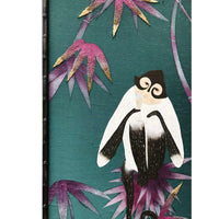 Chinoiserie 2.0 Custom Bamboo Jungle 1 Monkey Framed Art Multicolour hand-painted & embroidered silk wallpaper 1000 x 2000 mm