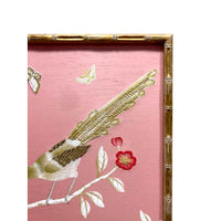 Chinoiserie 2.0 Custom TSPK Birds & Butterflies Framed Art hand-painted & embellished silk wallpaper 1000 x 1000 mm