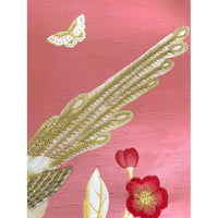 Chinoiserie 2.0 Custom TSPK Birds & Butterflies Framed Art hand-painted & embellished silk wallpaper 1000 x 1000 mm