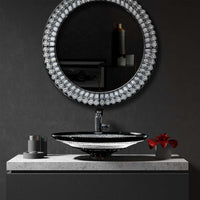 Slavia Crystal SC-WB45D-G01B Dilos slavia crystal wash basin in gaia black with waste and mounting disk set