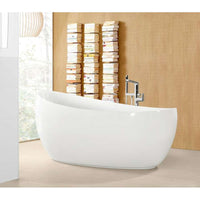 Free-standing seamless bathtub 1900x950mm in white, with pre-fitted outlet and overflow in chrome