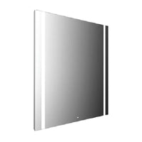 LED illuminated mirror MI 500, with two continuous light cut-out at left and right, and concealed sensor switch