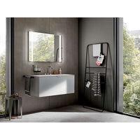 LED illuminated mirror MI 500, with two continuous light cut-out at left and right, and concealed sensor switch