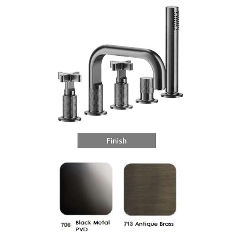 GESSI INCISO 58140.706 five-hole basin mixer in Aged Bronze with spout and diverter