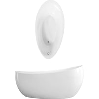 Free-standing seamless bathtub 1900x950mm in white, with pre-fitted outlet and overflow in chrome