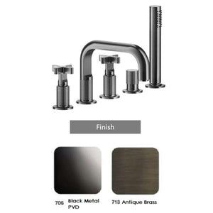 GESSI INCISO 58140.713 five-hole basin mixer in Antique Brass with spout and diverter