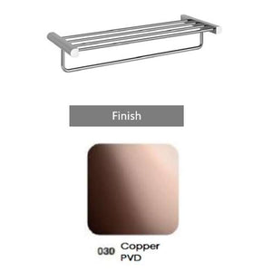 Gessi Rilievo 59407.030 wall-mounted shelf with towel holder in copper PVD