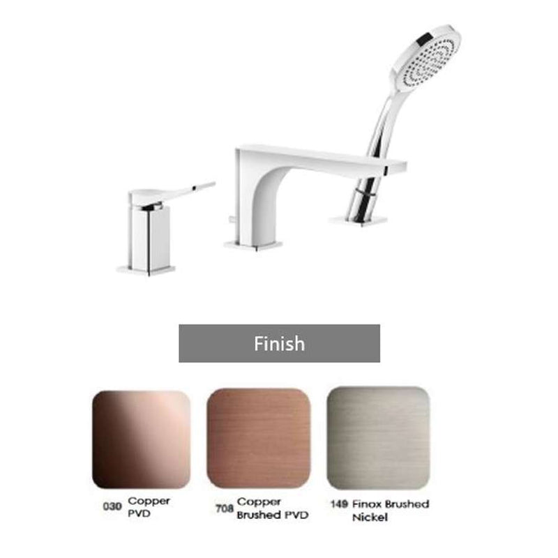 GESSI RILIEVO 59037.030 three-hole bath mixer in copper PVD with diverter