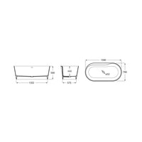 Roca A2484660X0 Raina Stonex oval bathtub with drain in Onyx 1590 x 790 x 590 mm